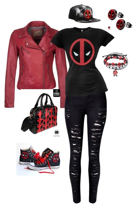 "I see Deadpool" by erin-hartfile on Polyvore featuring Converse and WithChic Deadpool Costume Women, Deadpool Inspired Outfit, Female Deadpool Costume, Costume Women Diy, Deadpool Costume, Disney Florida, Diy Costumes Women, Semi Formal Wear, Costume Women