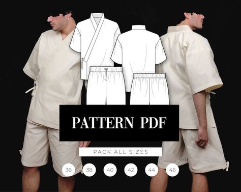 Jinbei Pattern Adult Unisex Kimono Pattern Japanese Summer Kimono Pattern PDF Sewing Pattern Pattern Step by Step Patrón Costura - Etsy Kimono Pattern Free, Kimono Sewing Pattern, Prom Dress Pattern, Pattern Step By Step, Japanese Summer, Pattern Japanese, Japanese Traditional Clothing, Japanese Sewing Patterns, Kimono Shirt