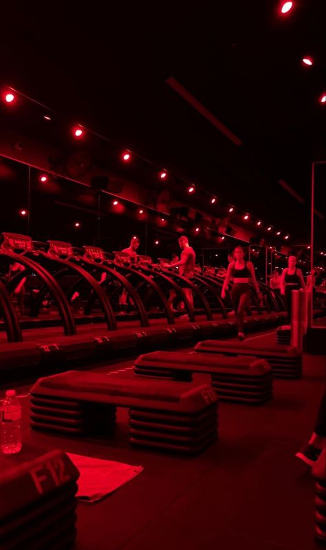 Fitness Class Dark Red Gym Aesthetic, Exercise Class Aesthetic, Hiit Workout Aesthetic, Workout Classes Aesthetic, Red Workout Aesthetic, Fitness Class Aesthetic, Red Gym Aesthetic, Gym Class Aesthetic, Fitness Instructor Aesthetic