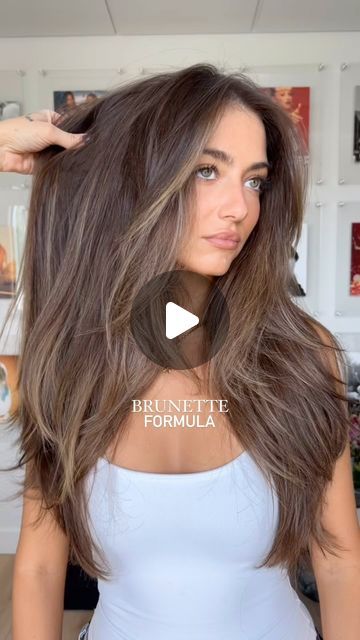 MICHELLE ZELLER on Instagram: "its a good day when @mia.faigus is in the chair ⚡️

using lowlights to our advantage for her hair to add some depth and make her brighter pieces pop. 

formula details ↓
redeem shades eq 
mane low 03NW 05G 

#brunetteformula #maneivy #customcolor #hairstylist #scottsdalehairstylist #fallhaircolor #brunette" 7nch Shades Eq Formula, Lowlight Formula Shades Eq, Brownette Hair, Brunette Formulas, Its A Good Day, Fall Hair Color, Brunette Hair, Her Hair, Hair Inspo