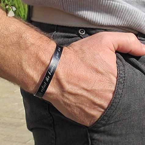 Memorial Bracelets, Black Bracelet For Men, Mens Bracelet Personalized, Custom Cuff Bracelet, Custom Engraved Bracelet, Hammered Cuff Bracelet, Mens Bracelet Black, Matching Couple Bracelets, Boyfriend Personalized Gifts