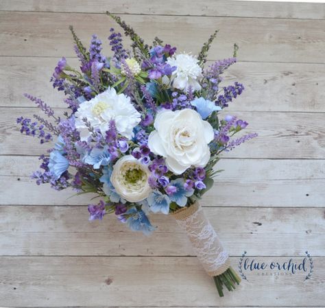 Rustic Wedding Bouquet Blue and Lavender Wildflower Bouquet Bouquet Styles, Wedding Flower Guide, Purple Wildflowers, Blue Wedding Bouquet, Boho Wedding Bouquet, Lavender Bouquet, Rustic Wedding Bouquet, Rustic Bouquet, Boda Mexicana