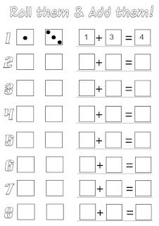 Room Mom 101 Roll And Add Worksheet, Roll And Add Dice Game, Dice Worksheet, Dice Addition, Add Math, Reading Readiness, Maths Activity, Math School, Math Printables