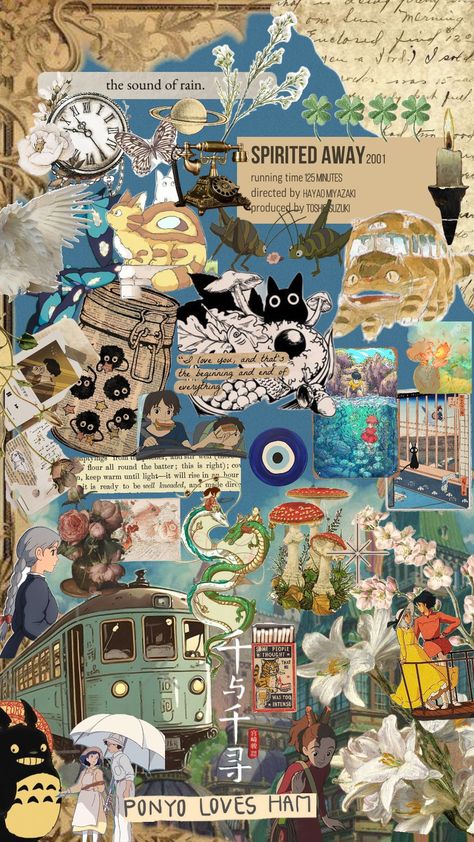 studio ghibli collage wallpaper ! || 🪼💫 #ghibli #studioghibli #wallpaper #vintage #blue #yellow #anime #flowers #myneighbortotoro #howlsmovingcastle #kikisdeliveryservice #spiritedaway #ponyo #movies Wallpaper Backgrounds Ghibli, Blue Wallpaper Ghibli, Studio Gibbly Wallpaper, Ponyo Ghibli Wallpaper, Studio Ghibli Collage Wallpaper, Ponyo Grown Up, Ghibli Collage Wallpaper, Gibli Studio Aesthetic Wallpaper, Ghibli Studio Wallpaper