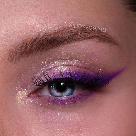 Homecoming Makeup For Purple Dress, Rapunzel Quince Makeup, Speak Now Eyeshadow, Enchanted Eye Makeup, Repunzle Makeup, Eye Makeup Rave, Tangled Inspired Makeup, Tangled Makeup Look, Taylor Swift Inspired Prom Dress