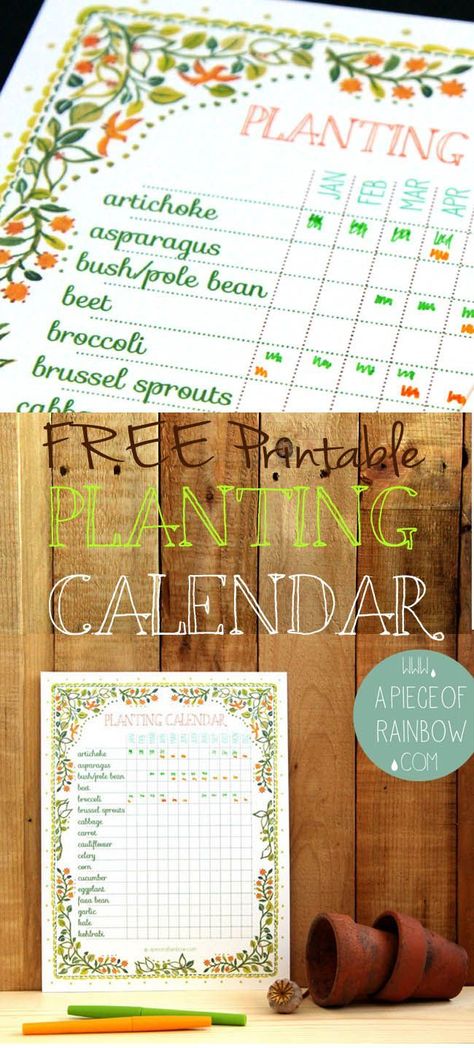 Free Printable Planting Calendar! A set of beautiful and free printable planting calendar that you can customize to your own planting region! Can be used as a great gardening journal too! via A Piece Of Rainbow Gardening Printables, Gardening Journal, Planting Calendar, Garden Calendar, Backyard Gardening, Potager Garden, Backyard Vegetable Gardens, Garden Planner, Garden Journal