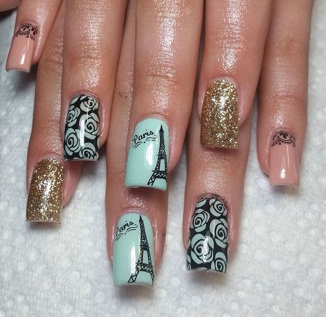 Parisian Nails, Eiffel Tower Nails, Paris Nail Art, Paris Nails, Themed Nails, French Pedicure, Paris Themed, Paris Inspired, Beautiful Paris