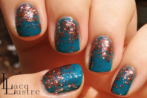 Absolutely love. Teal And Copper Nails, Cardi Nails, Dreamcatcher Nails, Nails Western, Nails Teal, Teal And Copper, Oxidised Copper, Gucci Nails, Copper Nails