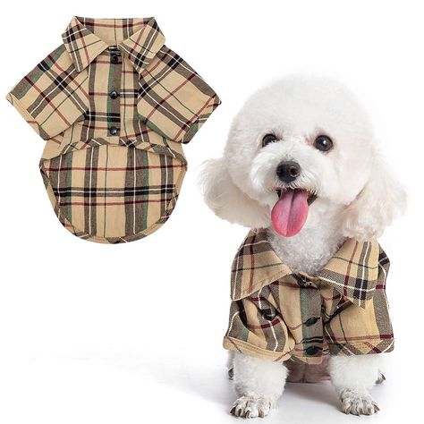 PUPTECK Plaid Dog Shirt, Cute Puppy Cat Polo T-Shirt, Soft Pet Clothes Boy for Small Medium Dogs Boy Dog Clothes, Small Dog Dresses, Pet Shirts, Dog Pajamas, Boy Dog, Pet Fashion, Polo T Shirt, Cute Puppy, Dog Hoodie