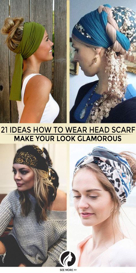 Boho Headscarf Style, Fortune Teller Head Scarf, Head Scarf Wrap Styles, Boho Scarf Hairstyles, Hair Scarves How To Wear, Tie A Head Scarf Tutorials, Head Scarf Tying Tutorial, Head Scarf Styles Boho, Head Scarfs Ideas