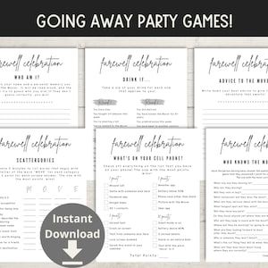 Buy Going Away Party Games Farewell Party Bundle Moving Party Online in India - Etsy Farewell Party Games Activities, Games For Farewell Party, Farewell Games Ideas, Goodbye Party Ideas Moving, Farewell Party Ideas For Coworker, Farewell Party Ideas Decoration, Fairwell Party, Goodbye Party Ideas, Farewell Party Games