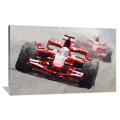 Naxart 'Ferrari F1 Race' Painting Print on Wrapped Canvas Size: 40" H x 60" W x 1.5" D Auto Racing Posters, Painting Ideas Easy, F1 Race, Motorsport Art, Poster Diy, Racing Art, Racing Posters, Ferrari F40, Ferrari F1