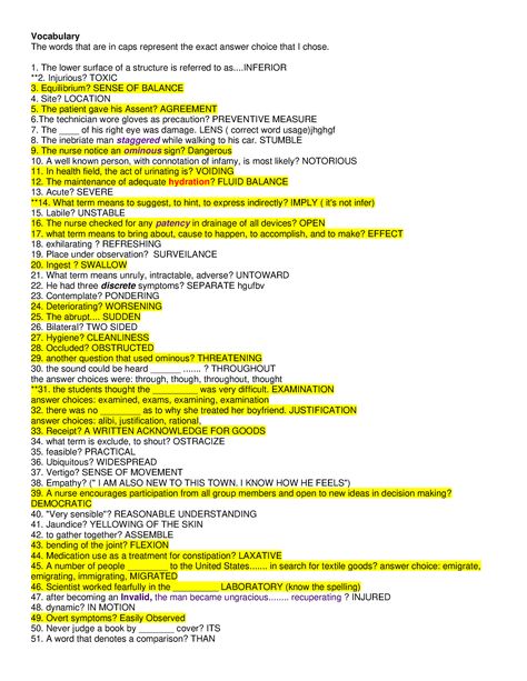 HESI Vocab V1 - HESI TEST - Vocabulary The words that are in caps represent the exact answer choice - Studocu Hesi A2 Study Schedule, Hesi A2 Vocabulary, Hesi A2 Study Cheat Sheets Anatomy, Hesi A2 Study Guide, Teas Exam Study Guides Science, Hesi A2 Study Guide Grammar, Hesi A2 Study Guide Biology, Hesi Exam, Hesi Fundamentals Exam