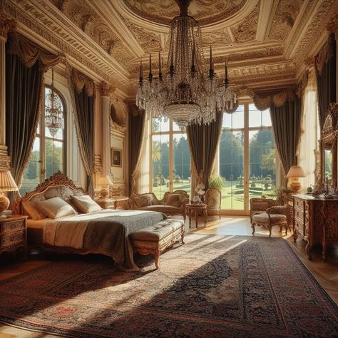 English Estate Bedroom, Large Victorian Bedroom, English Manor Houses Interior Bedrooms, Manor Bedroom Aesthetic, Grand Bedroom Luxury, Old English Manor Interior, Royal Palace Bedroom, Country Mansion Interior, English Mansion Interior