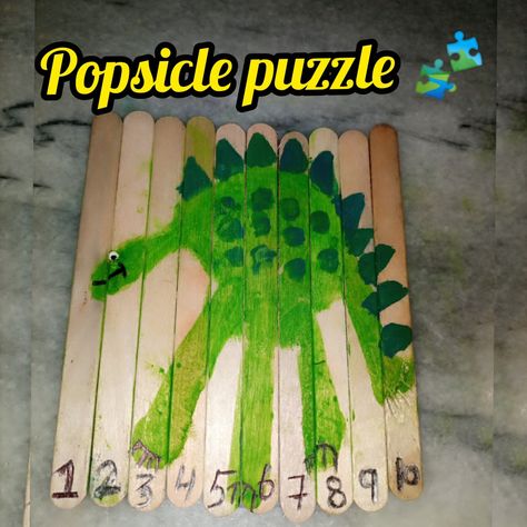 1to 10 popsicle dinosaur puzzle Dinosaur Popsicle Stick Craft, Dinosaur Ideas, Childcare Ideas, Dinosaur Puzzle, Dinosaur Projects, Daycare Classroom, Dino Theme, Diy Puzzle, Dinosaur Puzzles