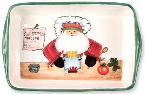 Amazon.com: Vietri Old St. Nick Rectangular Baker w/Chef, Christmas Oven Baking Dish Earthenware Bake/Serve Pan: Home & Kitchen Christmas Recipe, Great Works Of Art, Baking Gifts, St Nick, Baking Dish, Santa Christmas, Christmas Wishlist, Bakeware, Earthenware