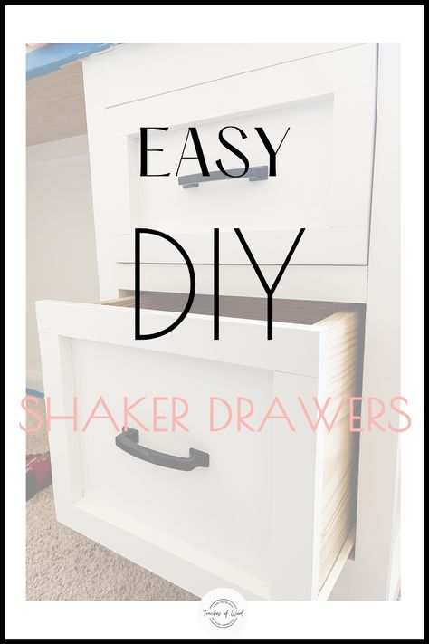 Easy DIY shaker style drawers anyone can make with step by step instruction and photos to help you make your shaker drawer. Decor House Ideas, Interior Accent Wall, Shaker Style Furniture, Wood Pins, Living Room Lighting Ideas, Room Lighting Ideas, Diy Drawers, Furniture Board, Accent Wall Decor