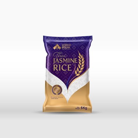 Rice Packing Design, Rice Package Design, Premium Food Packaging Design, Seed Packaging Design, Rice Packaging Design, Flour Packaging, Photoshop Poster Design, Rice Brands, Purple Rice