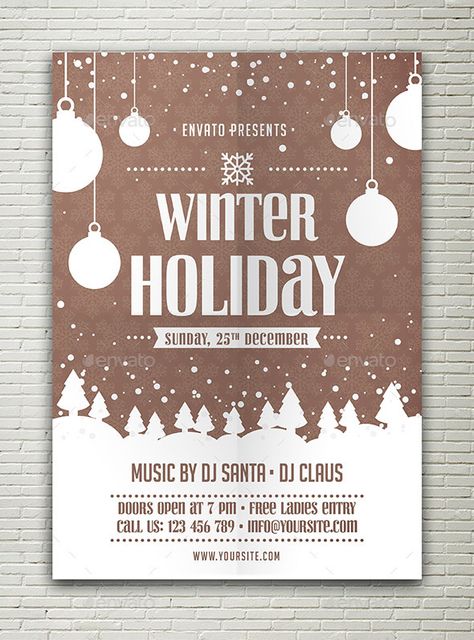 Winter Holiday Flyer #Winter, #Holiday, #Flyer Holiday Party Poster, Winter Festival Poster, Poster Christmas Design, Christmas Market Poster, New Year Design Poster, Christmas Layout Design, Christmas Concert Poster, Christmas Poster Ideas, Winter Poster Design