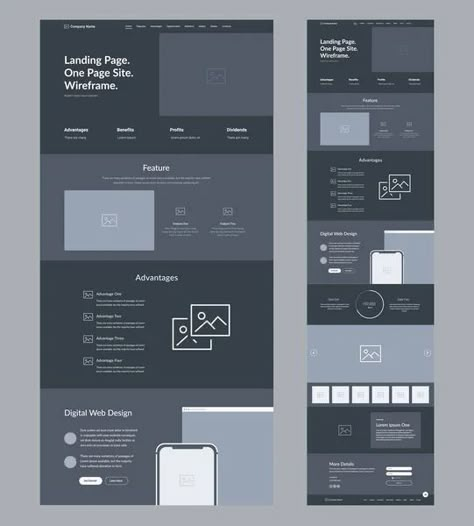 #web #website #layout #design #development Responsive Web Design Wireframe, Wireframe Web, Web Site Template, การออกแบบ Ui Ux, Webpage Design Layout, Design De Configuration, Website Landing Page Design, Wireframe Website, Website Planning