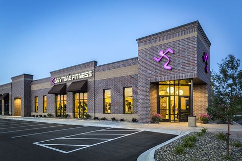 Anytime Fitness Gym photo from the outside overlooking the building and the entrance Anytime Fitness Gym, Classic Facade, Gym Facilities, Elliptical Trainer, Local Gym, Planet Fitness, Fitness Wear Outfits, Anytime Fitness, Gym Membership