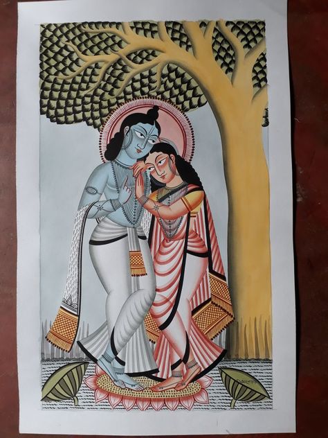 Bengal Painting, Bengali Folk Art, Kalighat Paintings, Kali Temple, Bengal Art, Deities Art, Worli Painting, Mithila Painting, Indian Traditional Paintings