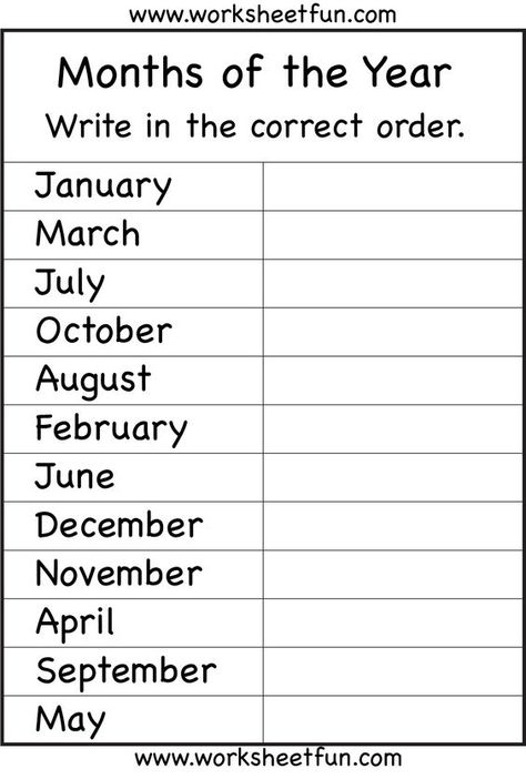 Months of the Year Worksheet: English Worksheets For Kindergarten, English Activities For Kids, Worksheet For Kids, Learning English For Kids, English Grammar Worksheets, English Worksheets For Kids, 1st Grade Worksheets, English Lessons For Kids, English Activities