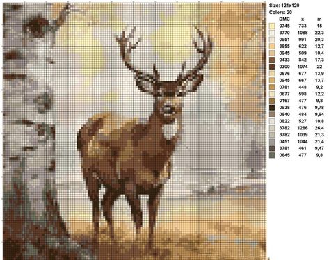 Hunting Cross Stitch Patterns, Deer Crossing, Corner Crochet, Animal Cross Stitch, Cross Stitch Landscape, Pixel Art Pattern, Cross Stitch Rose, Cross Stitch Animals, Canvas Crafts