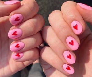 Nails With Red, Music Nails, Deep Red Nails, Nails Pink, Pink Acrylic Nails, Heart Nails, Dream Nails, Funky Nails, Red Hearts