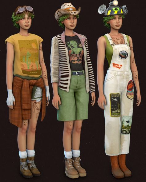 Fern’s Strangerville Fits Sims 4 Cc Layered Clothes, Sims 4 Geek Clothes, Sims 4 Cc Gardener Outfit, Sims 4 Cc Clothes Overalls, Trans Sims 4, Strangerville Cc Sims 4, Sims 4 Nonbinary, Sims 4 Cc Sweater Vest, Sims 4 Clothes Collection Cc