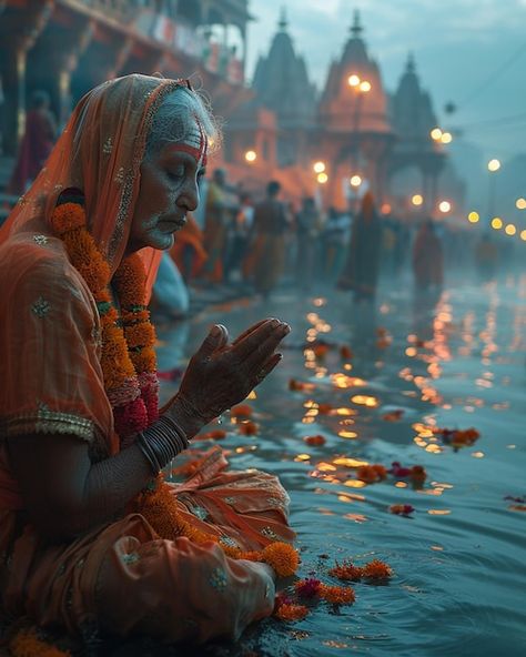 People In Water, Offering Prayer, Golden Lotus, Painting Reference, Indian Art, Indian Bride, Mother Nature, Graphic Resources, Lotus