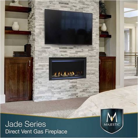 Fireplace Feature Wall, Direct Vent Gas Fireplace, Stacked Stone Fireplaces, Cottage Fireplace, Basement Fireplace, Linear Fireplace, Fireplace Tv Wall, Fireplace Built Ins, Basement Family Room