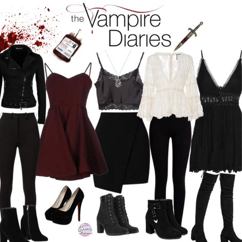 Summer Vampire Outfit, Female Vampire Outfit, Tvd Inspired Outfits, The Vampire Diaries Outfits, Casual Vampire Outfits, Vampire Oc, Vampire Diaries Fashion, Vampire Diaries Outfits, Vampire Clothes