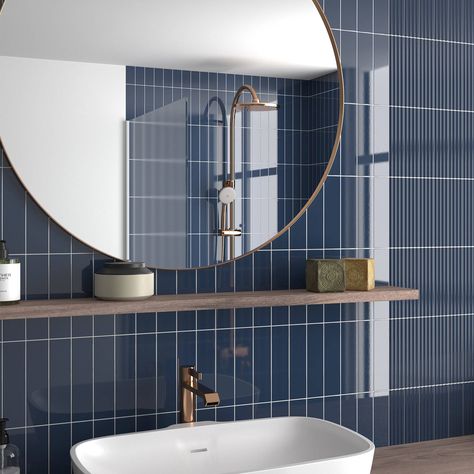 Moledo Navy Gloss - Gorgeous Metro Brick Tile | Tileflair