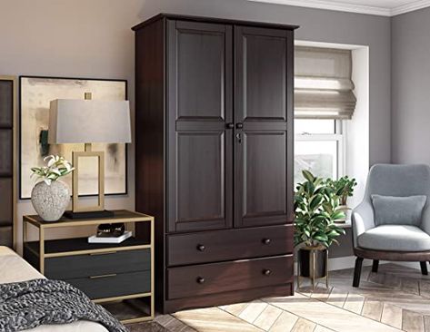 Tall Wardrobe, Smart Wardrobe, Solid Wood Wardrobes, Bedroom Cupboard, Wood Armoire, Bedroom Armoire, 2 Door Wardrobe, Large Cabinet, Wooden Knobs