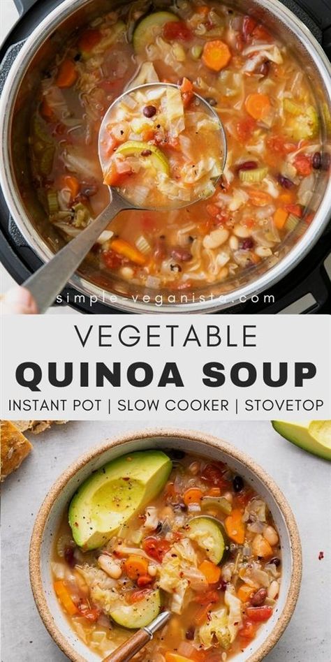 Soup Easy Healthy, Quinoa Soup Recipes, Quinoa Soup, Vegetable Quinoa, Soup Easy, Chili Recipe Easy, Vegan Soup Recipes, Veggie Soup, Instapot Recipes