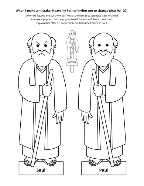 A Primary activity depicting the conversion story of Paul. Saul To Paul Coloring Page, Saul Conversion Craft, Saul’s Conversion Craft, Paul’s Conversion Craft, Saul Paul Craft, Saul's Conversion Craft For Kids, Saul Becomes Paul, Saul To Paul, Paul Bible