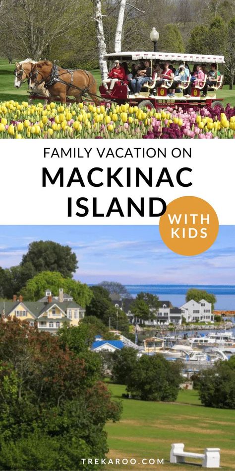 Family Vacation on Mackinac Island with Kids Michigan Family Vacation, Michigan Travel Destinations, Mackinac Island Michigan, Michigan Vacations, Family Vacay, Kids Vacation, Michigan Travel, Lake Huron, Road Trip Planning