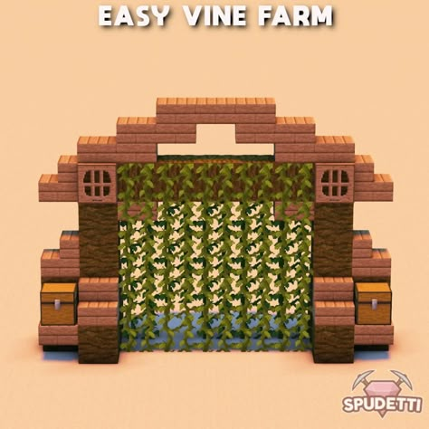 Vine Farm Minecraft, Minecraft Glowberry Farm, Coco Bean Farm Minecraft, Mini House Minecraft Ideas, Minecraft Fruit Stand, Minecraft Berry Farm, Minecraft Lamp Post Ideas Cottagecore, Melon Farm Minecraft, Bamboo Farm Minecraft