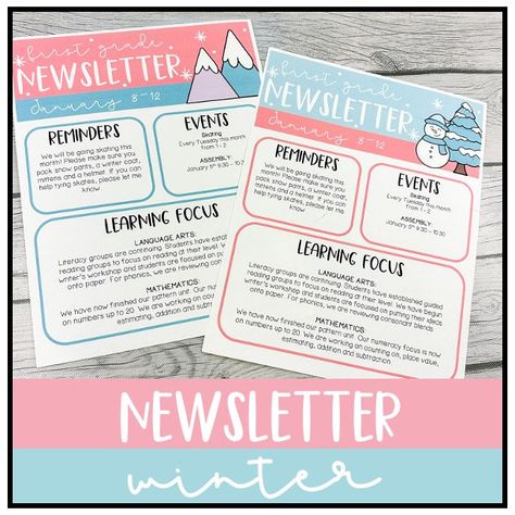 Winter Classroom Newsletter Template, Snowman Trendy Classroom, Winter Classroom Decorations, Mountain Trees, Classroom Newsletter Template, Christmas Bulletin Board, Nutcracker Decor, Spring Classroom, Christmas Bulletin, Classroom Newsletter