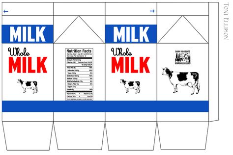 I designed these labels, and was inspired by those generic TV milk cartons. There's one for whole milk, chocolate, strawber... Milk Carton Template, Milk Cartons, Barbie Printables, Barbie Miniatures, Barbie Food, Mini Milk, Paper Toys Template, Miniature Printables, 카드 디자인