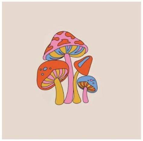 Funky Mushrooms Drawing, Easy Acrylic Painting Ideas Mushroom, Cute Mushroom Art Simple, Posca Pens Art Mushroom, Easy Paintings Mushrooms, Easy Things To Paint Trippy, Cartoon Mushroom Painting, Mashrooms Drawing Aesthetic Indie, Mushrooms Canvas Painting