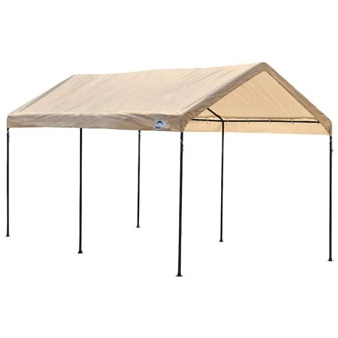 ShelterLogic 10-ft L Rectangle Sandstone Standard Canopy in the Canopies department at Lowes.com Tarp Shelters, Portable Garage, Metal Carports, Car Canopy, Outdoor Shelters, Emergency Shelter, Canopy Shelter, Ceiling Hooks, Floor Framing