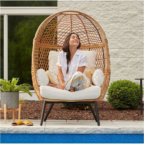 Chair Walmart, Pod Chair, Future Room, Outdoor Furniture Collections, Side Yard, Creature Comforts, Rattan Chair, Outdoor Wicker, Beautiful Chair