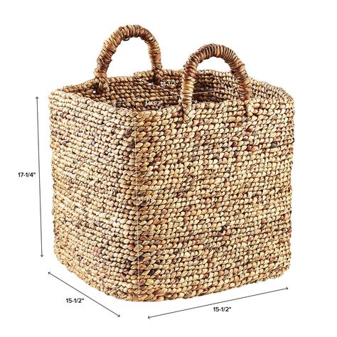 Braided Water Hyacinth Storage Cube with Handles | The Container Store Palm Leaf Baskets, Fabric Storage Cubes, Shoe Basket, Pantry Organizers, Organizing Services, Pantry Shelving, Decorative Storage Boxes, Water Hyacinth, Shop Storage