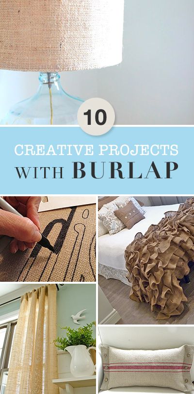 10 Creative Projects with Burlap • A wonderful round-up of great ideas, tutorials and projects! Burlap Crafts Diy, Burlap Projects, Burlap Decor, Diy Burlap, Burlap Crafts, Décor Diy, Crafty Diy, Great Ideas, Diy Projects To Try