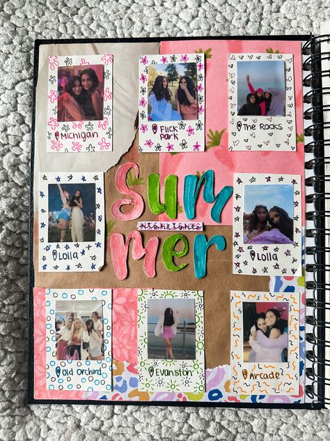 summer| scrapbook layout| summer scrapbook| colorful Summer Memories Scrapbook, Summer 2023 Scrapbook, Themes For Scrapbooks, School Scrapbook Layouts Cute Ideas, Scrapbook Ideas School Years, Summer Scrapbook Ideas Aesthetic, Our Summer Scrapbook, Junior Year Scrapbook Ideas, Summer Scrapbook Cover Ideas