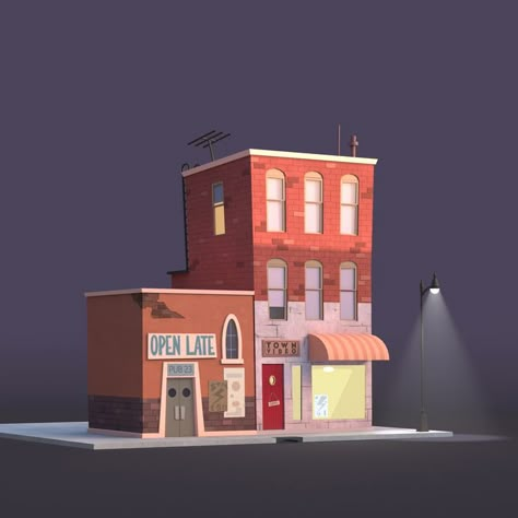 low poly building Bulding Illustrator, Blender Building, Stylized Building, Low Poly Building, Smile Movie, Logo Rabbit, Paris Buildings, Cartoon Building, Japanese Style House