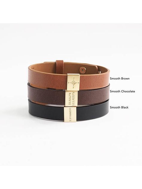 Engraved Leather Bracelets, Men Leather Bracelet, Leather Bracelet For Men, Coordinates Bracelet, Personalized Leather Bracelet, New Dad Gift, Christmas Gift For Him, Genuine Leather Bracelet, Groomsman Gift