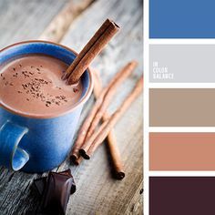 In Color Balance, Classic Hot Chocolate, Color Palette Ideas, Wall Living Room, Color Palette Challenge, Palette Ideas, Pastel Palette, Color Spectrum, Blue Colour Palette